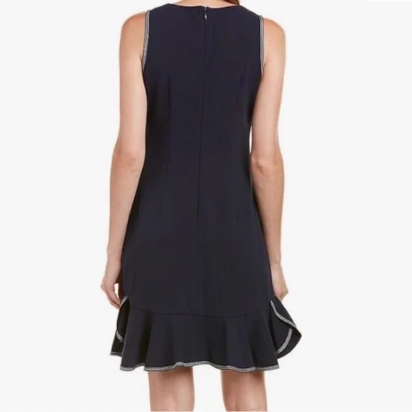 Sharagano Navy Blue Ruffle Dress - Picture 2 of 5